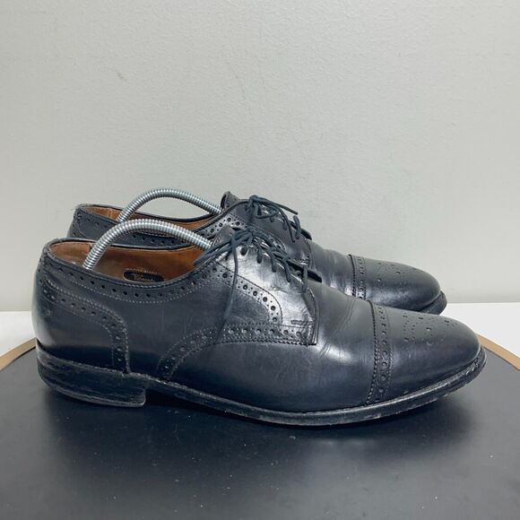 Allen Edmonds‎ Dress Shoes Mens Size 8.5 E Sanford Cap Toe Leather Black - Picture 2 of 15
